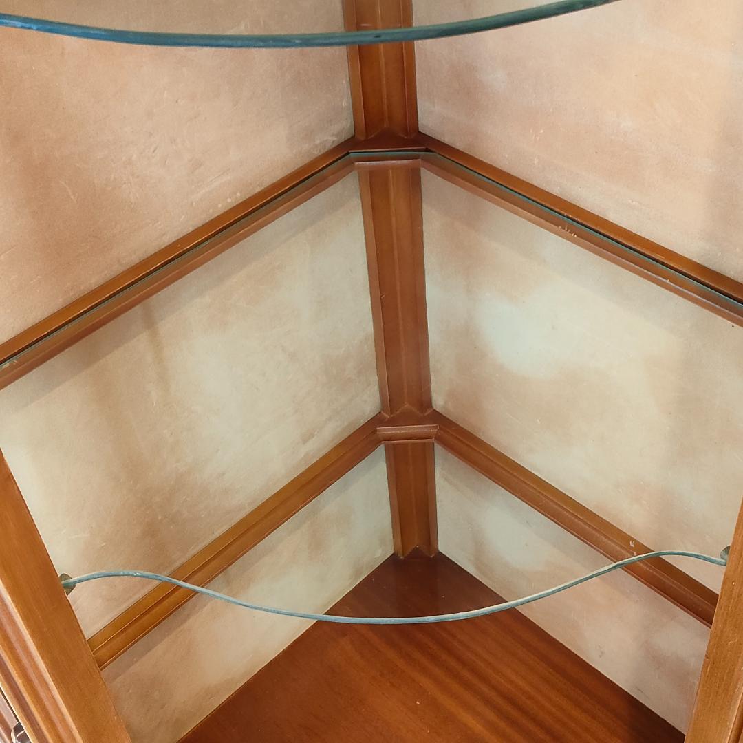 アンティーク　コーナーキャビネット　ガラスショーケース　猫脚