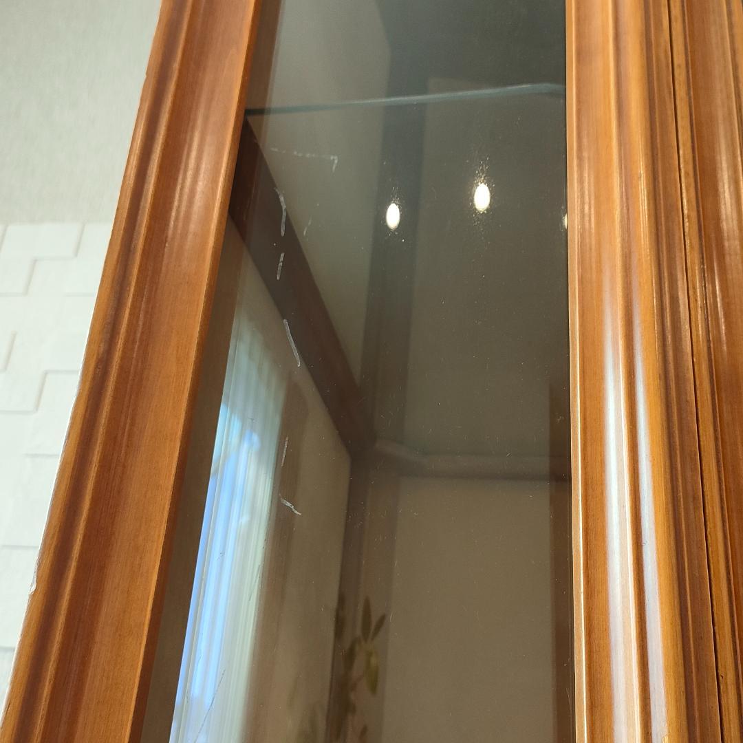 アンティーク　コーナーキャビネット　ガラスショーケース　猫脚