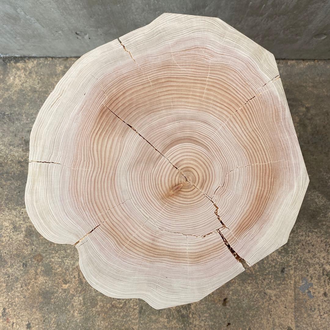 【ヒノキの切り株造形的スツール】 木 丸太椅子 オブジェ サイドテーブル