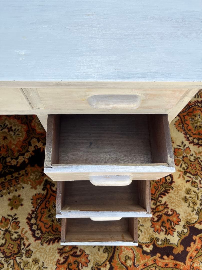 勉強机 学習机 デスク 事務机 昭和レトロ 当時物 インテリア 古道具 白