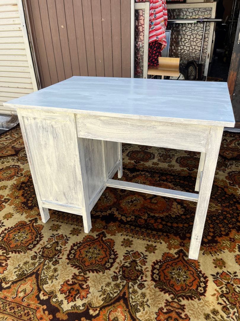 勉強机 学習机 デスク 事務机 昭和レトロ 当時物 インテリア 古道具 白