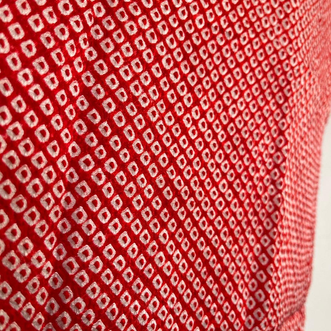 最高級 総絞り 七五三 7歳 着物 長襦袢セット 豪華刺繍 雲取り 鶴 赤