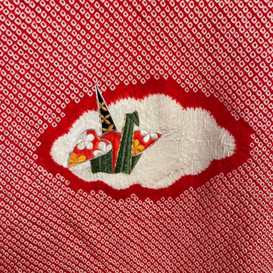 最高級 総絞り 七五三 7歳 着物 長襦袢セット 豪華刺繍 雲取り 鶴 赤