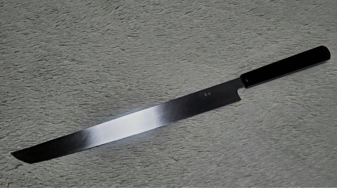 子の日　銀三鋼　墨流しダマスカス　先丸柳刃　330　鞘あり