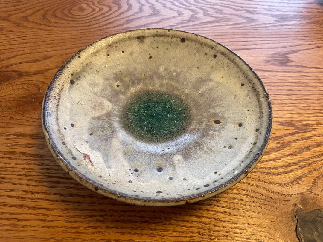 【最終】未使用品　井上茂　灰釉　8寸皿　器　作家　陶芸　茶器　酒器　人気　ペア