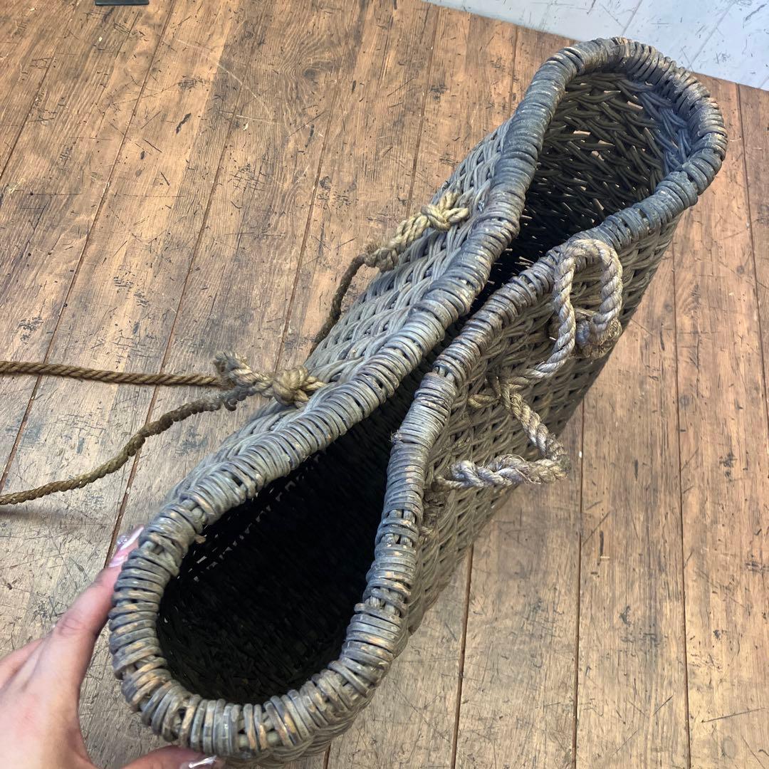 昭和レトロ ハケゴ あけび 山葡萄 カゴ 魚籠 バスケット 背負子 背負籠 古民