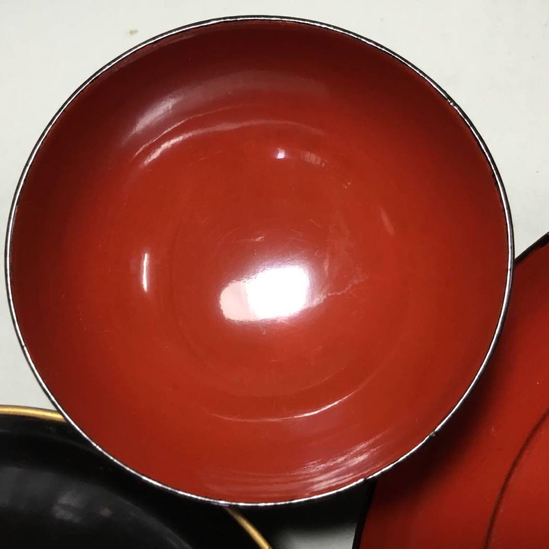 時代漆器◆３種セット◆蕎麦猪口 椿皿 ７寸皿 向付 木製 漆塗 アンティーク
