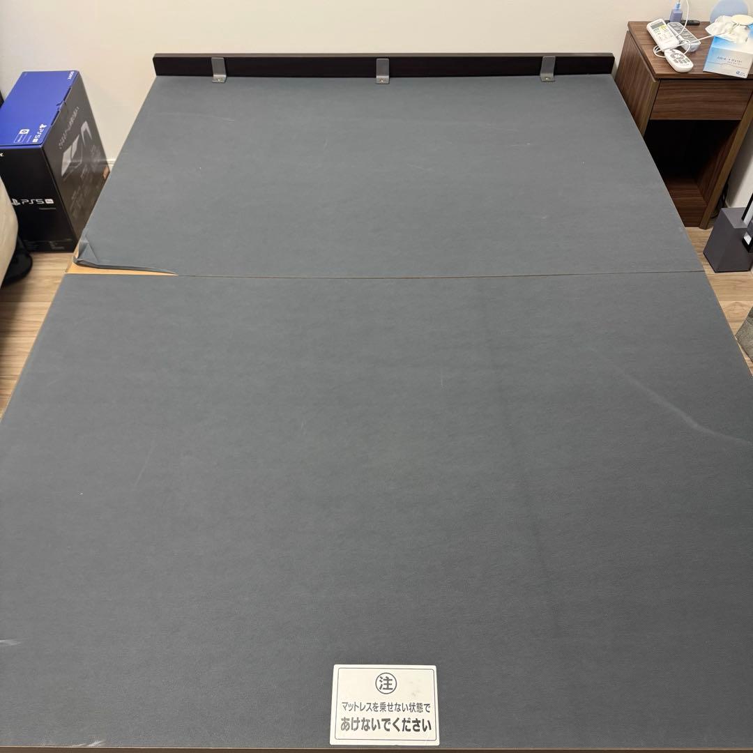 ニトリ 跳ね上げ(油圧式)収納付き ダブルベッド フレーム タテ 深型