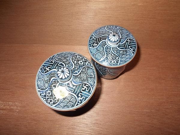 京焼　清水焼　捻彫小紋　湯呑　平安　光泉　:　夫婦湯呑　組湯呑　蓋付湯呑