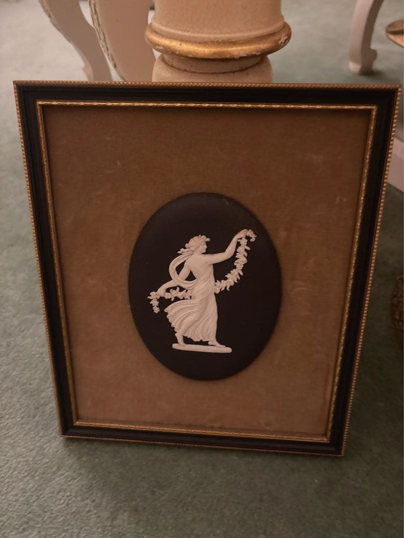 レア廃盤【黒】ウェッジウッド 木製フレームブラックジャスパー