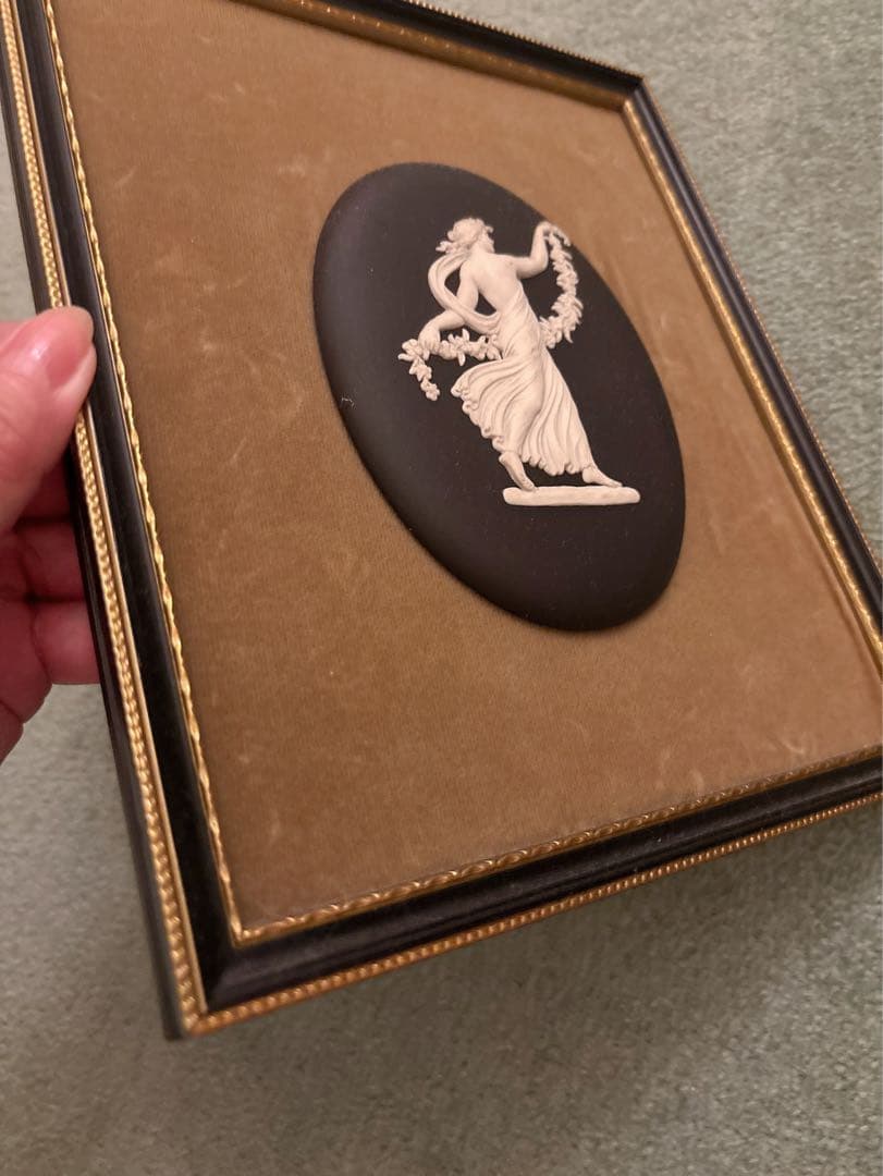 レア廃盤【黒】ウェッジウッド 木製フレームブラックジャスパー