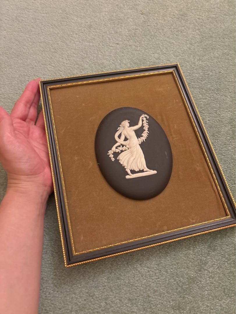 レア廃盤【黒】ウェッジウッド 木製フレームブラックジャスパー