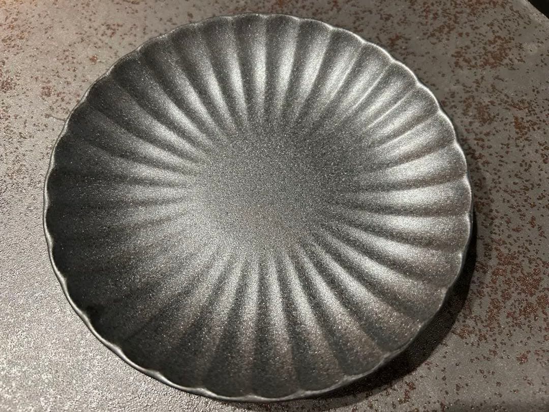 リブデザイン ブラック 皿4枚セット