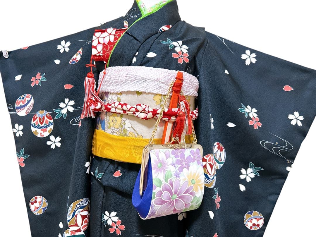 上品な黒系!お買い得品♡七五三　7歳　女の子　フルセット　一式　ふくら雀　鞠