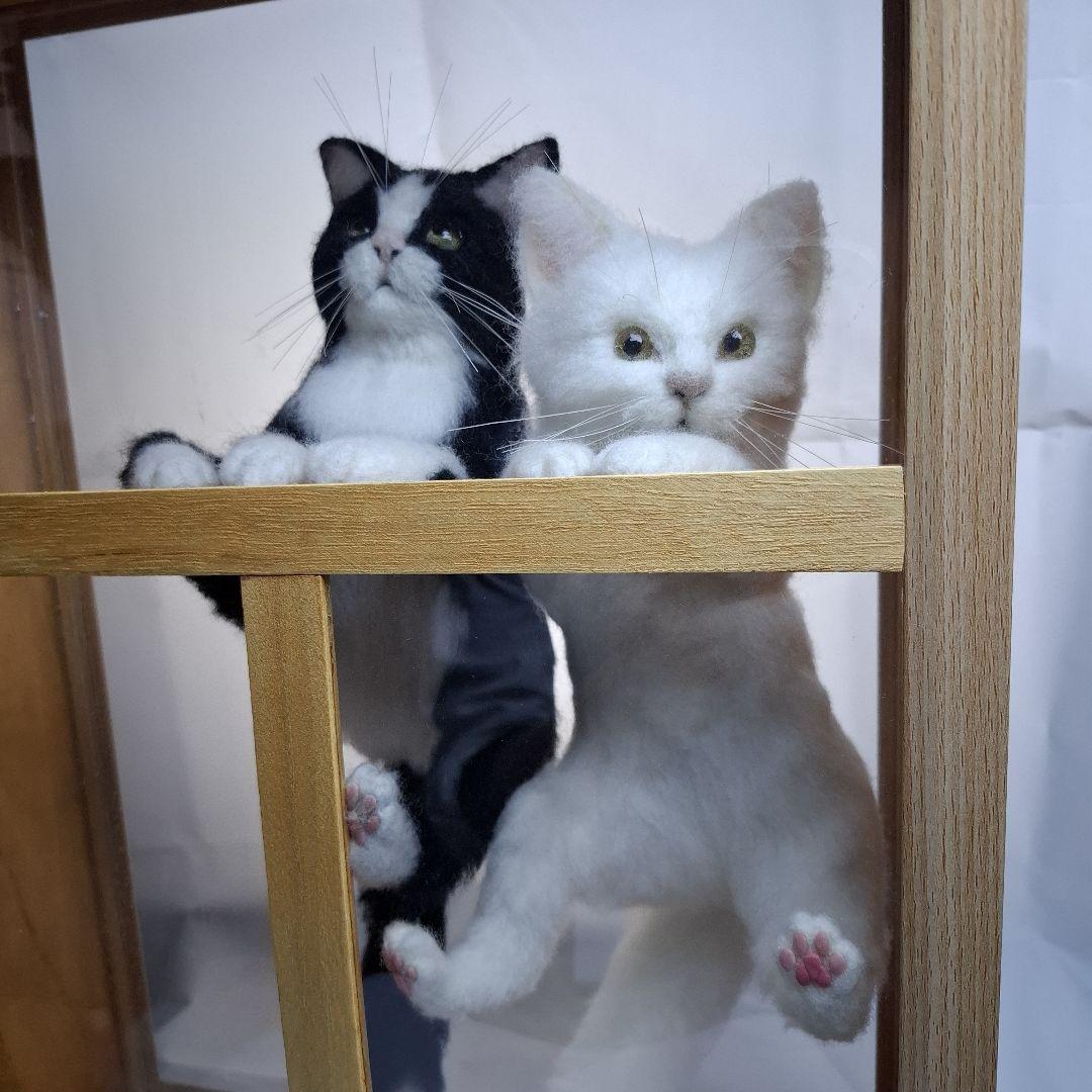 ユ*ナ様 羊毛フェルト 【窓猫】仲良し きょうだい ハンドメイド