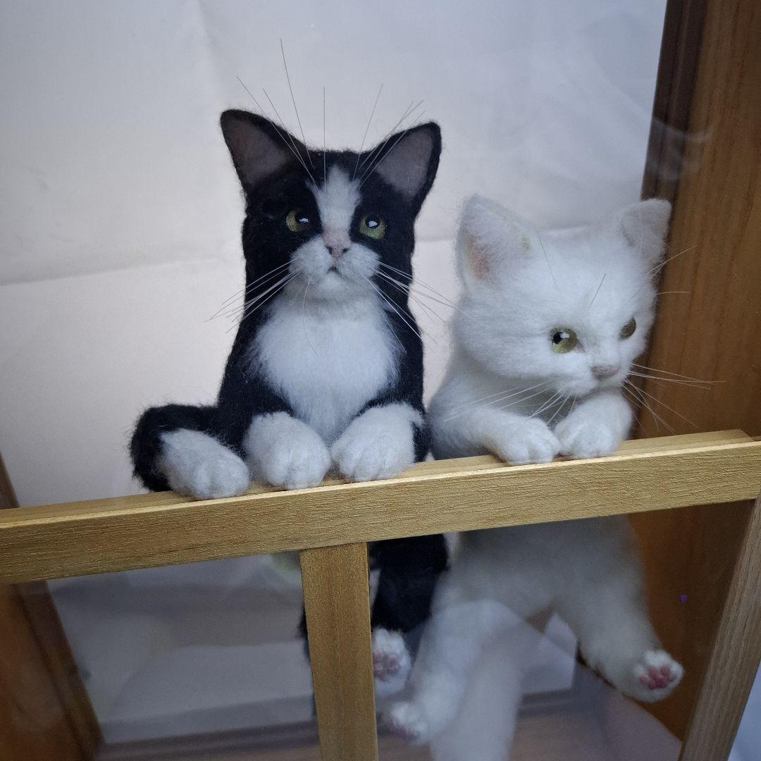 ユ*ナ様 羊毛フェルト 【窓猫】仲良し きょうだい ハンドメイド