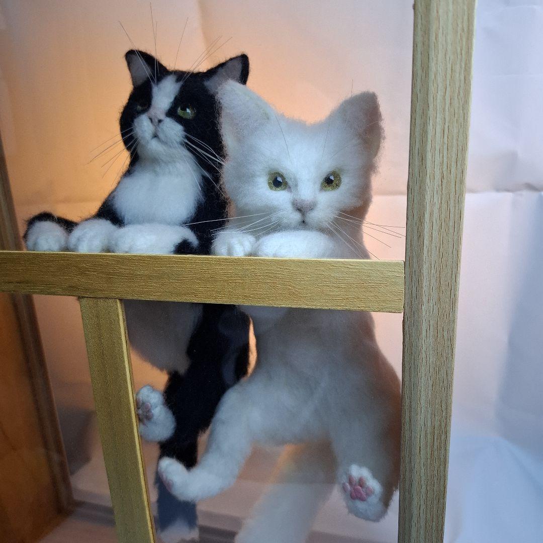 ユ*ナ様 羊毛フェルト 【窓猫】仲良し きょうだい ハンドメイド