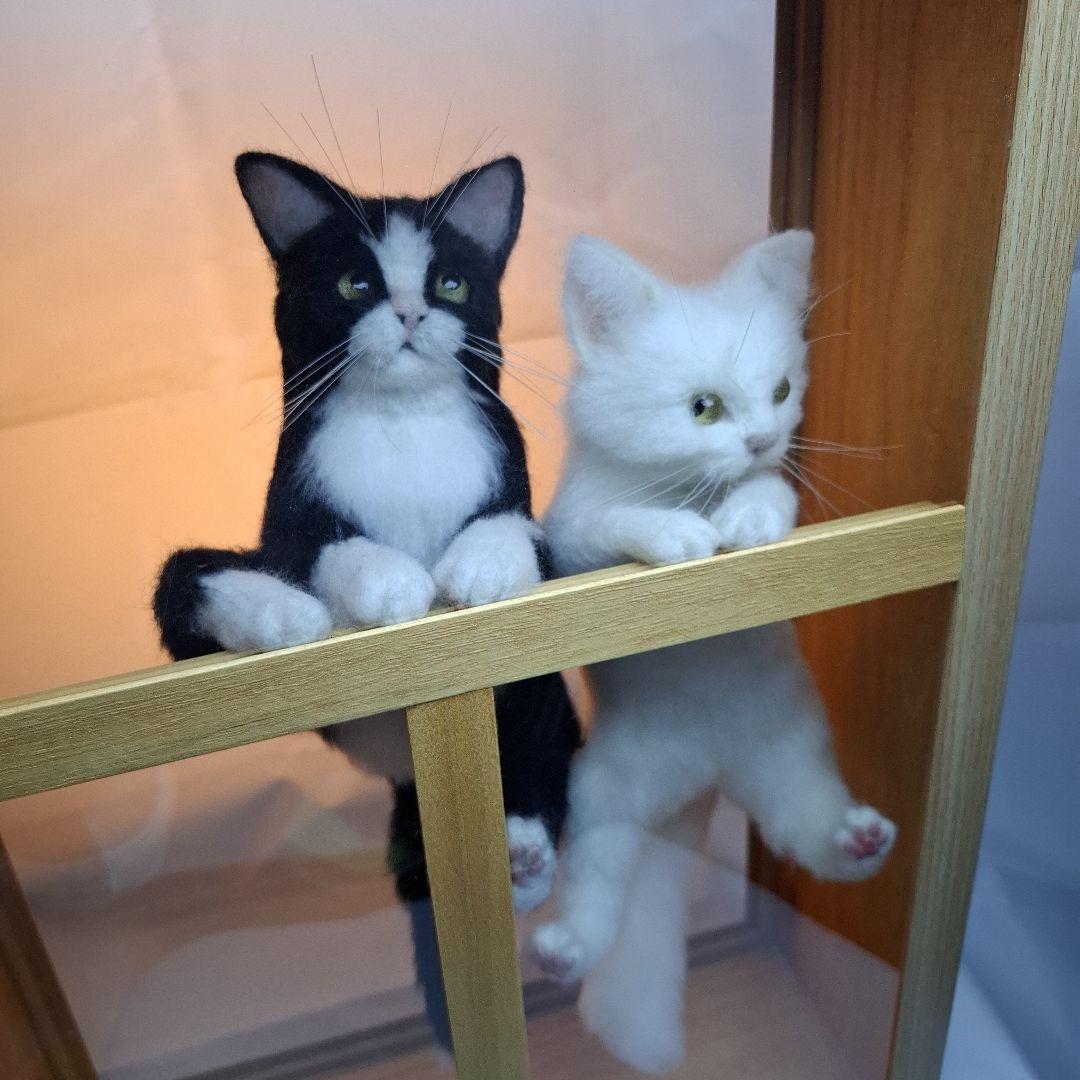 ユ*ナ様 羊毛フェルト 【窓猫】仲良し きょうだい ハンドメイド