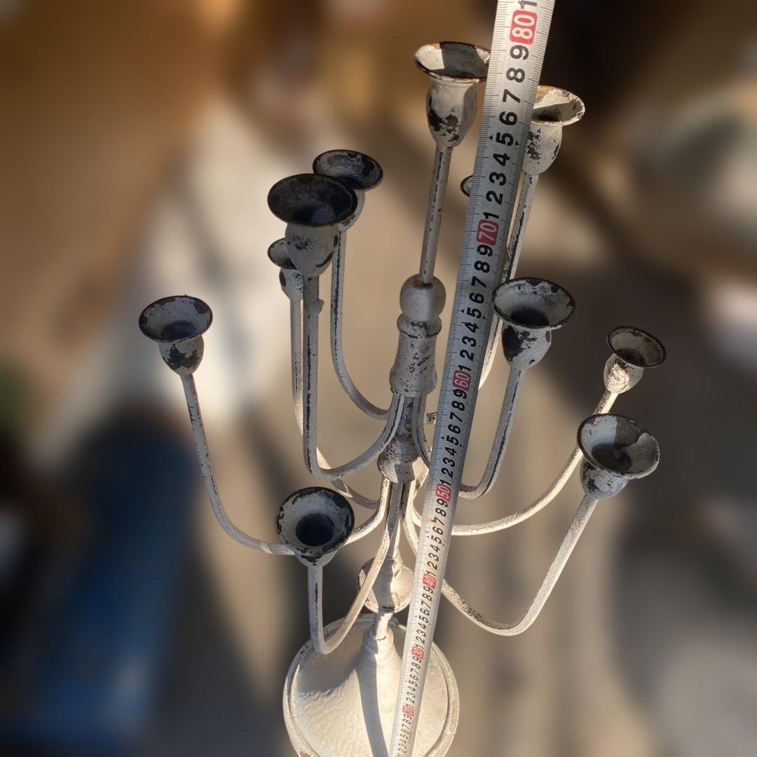 キャンドルホルダー 約80cm アンティーク調　シャビー　アイアン　ホワイト