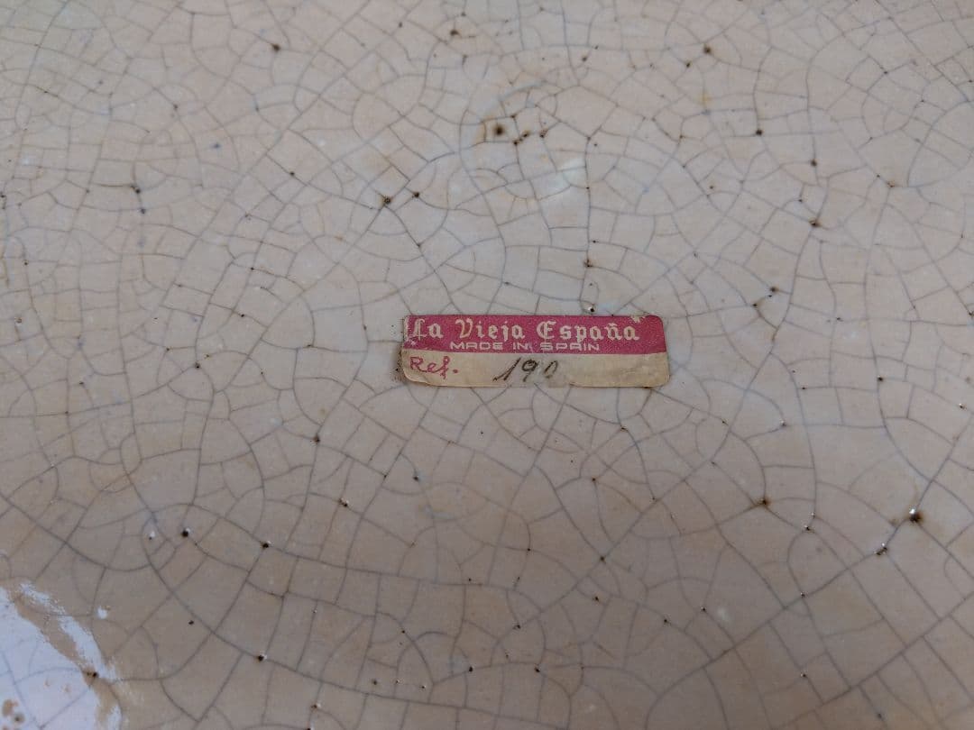 スペイン製 La Vieja España 大皿 飾り皿 鳥花柄 伝統工芸 貫入