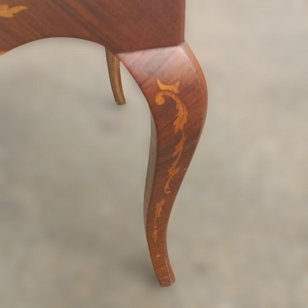 4435)アンティーク調　木象嵌の椅子　猫足　英国？　イタリア？