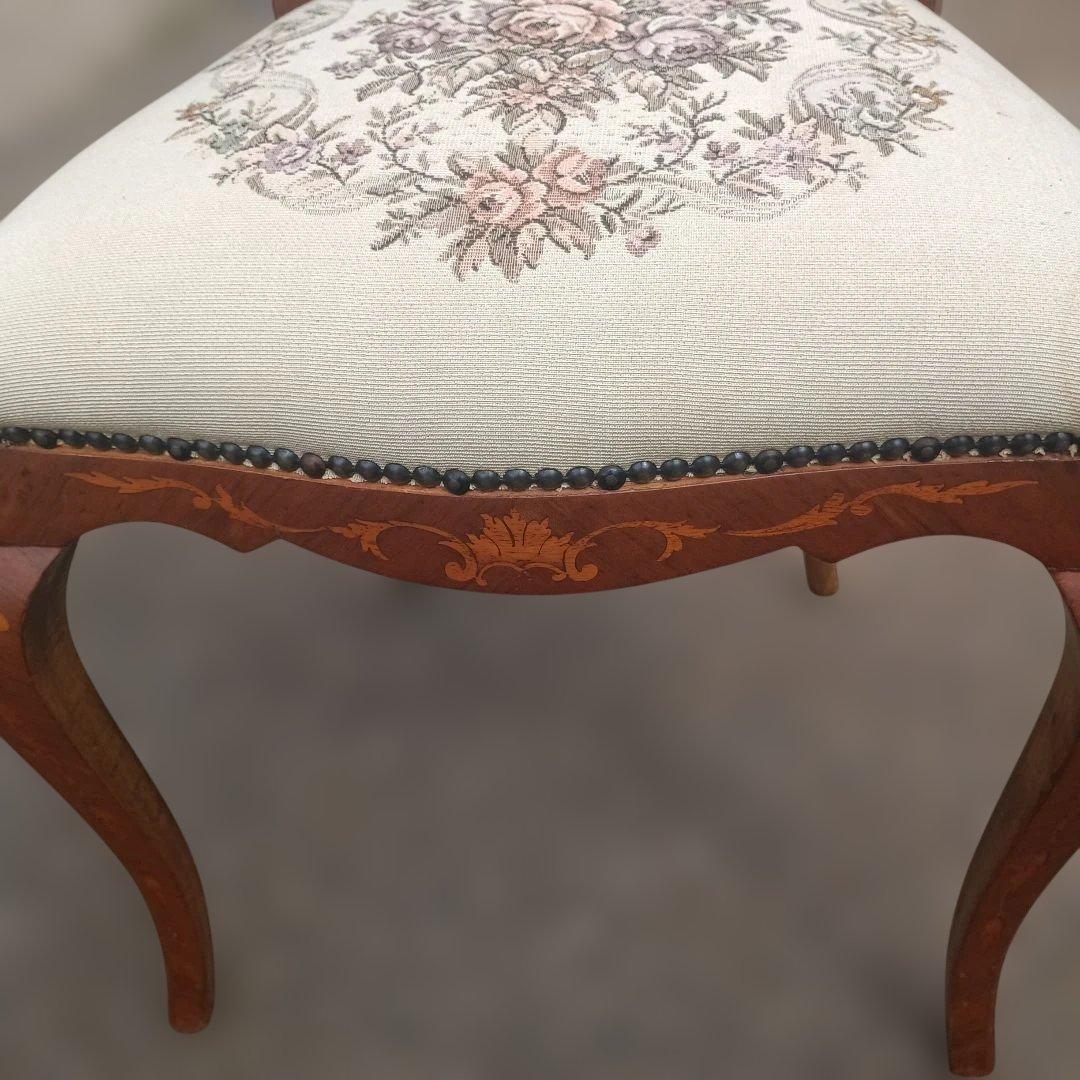 4435)アンティーク調　木象嵌の椅子　猫足　英国？　イタリア？