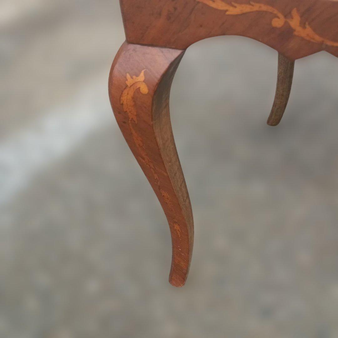 4435)アンティーク調　木象嵌の椅子　猫足　英国？　イタリア？