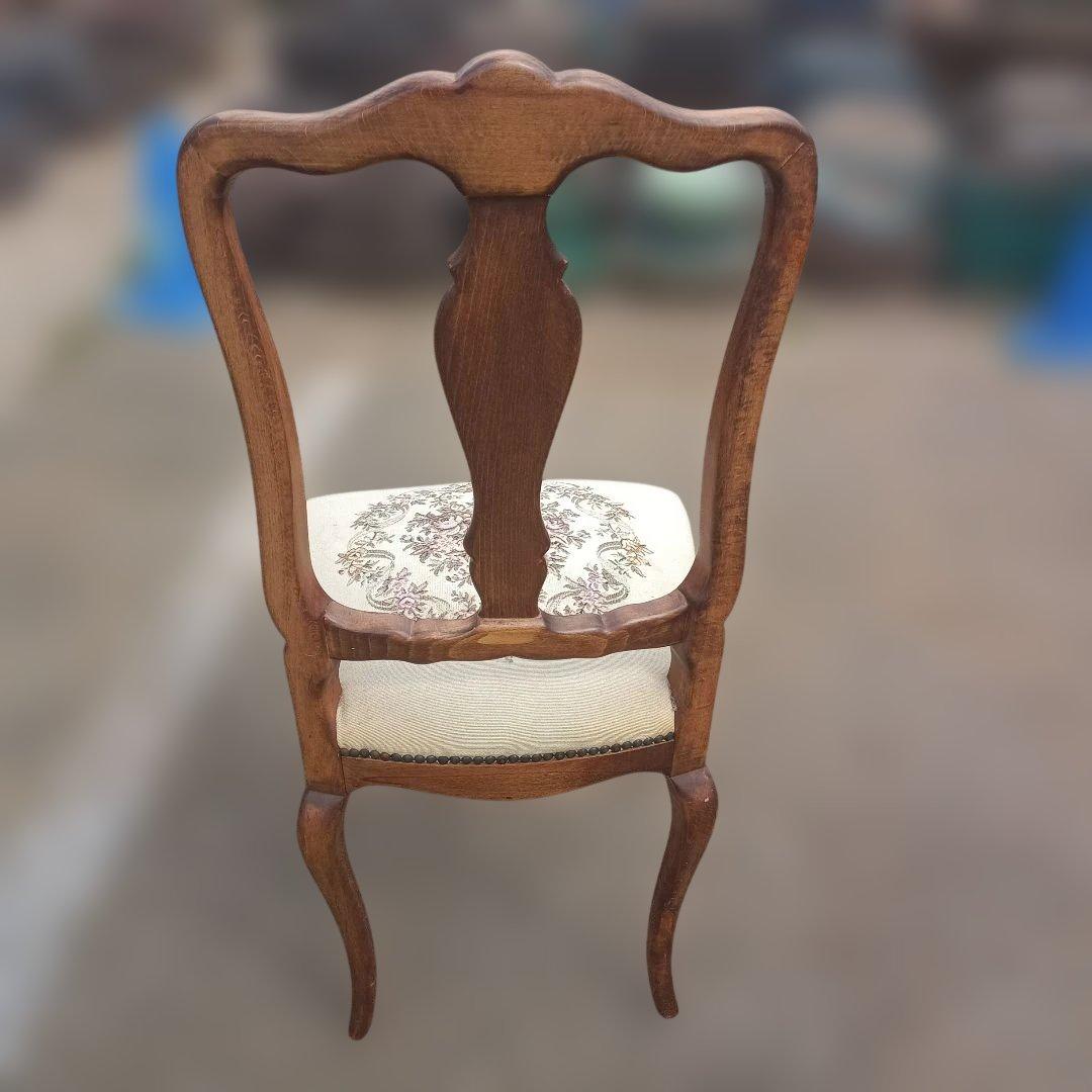 4435)アンティーク調　木象嵌の椅子　猫足　英国？　イタリア？