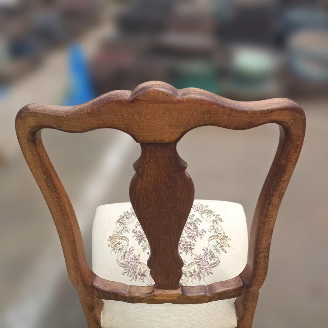 4435)アンティーク調　木象嵌の椅子　猫足　英国？　イタリア？