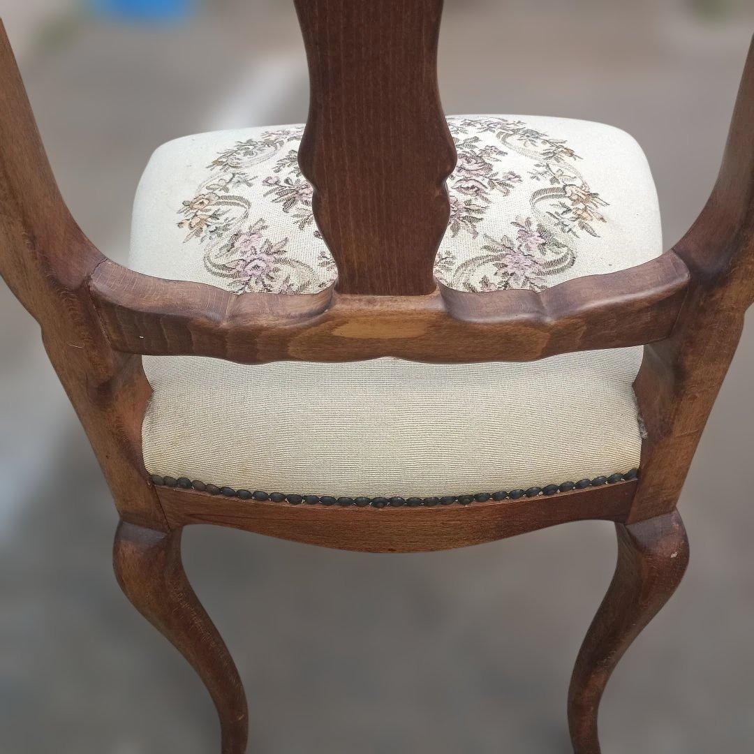 4435)アンティーク調　木象嵌の椅子　猫足　英国？　イタリア？
