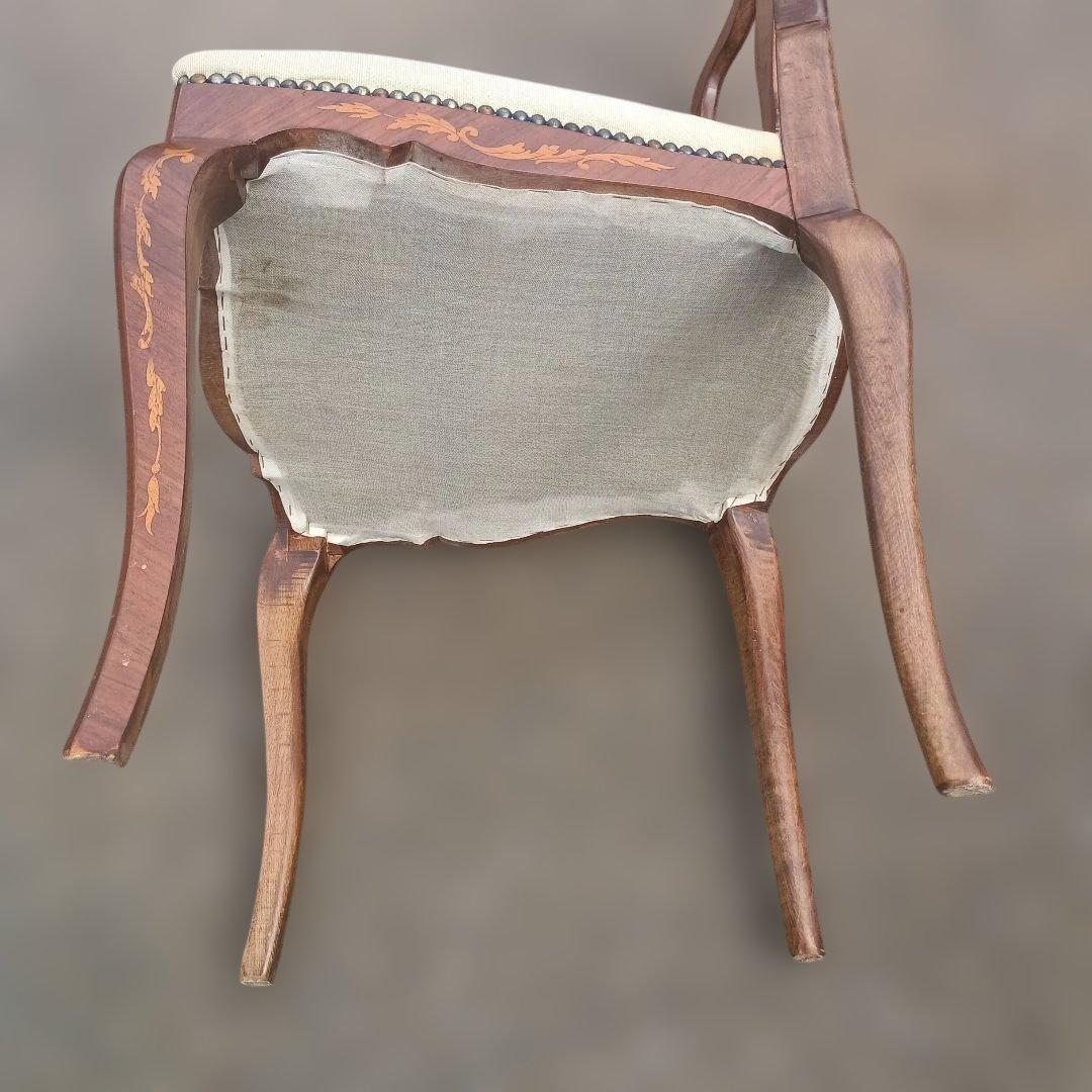 4435)アンティーク調　木象嵌の椅子　猫足　英国？　イタリア？