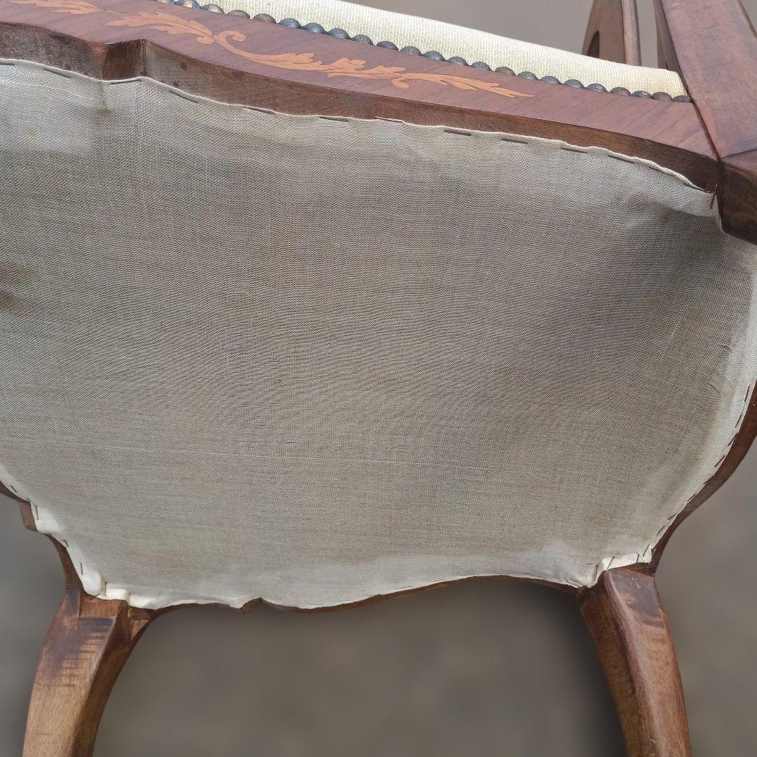 4435)アンティーク調　木象嵌の椅子　猫足　英国？　イタリア？