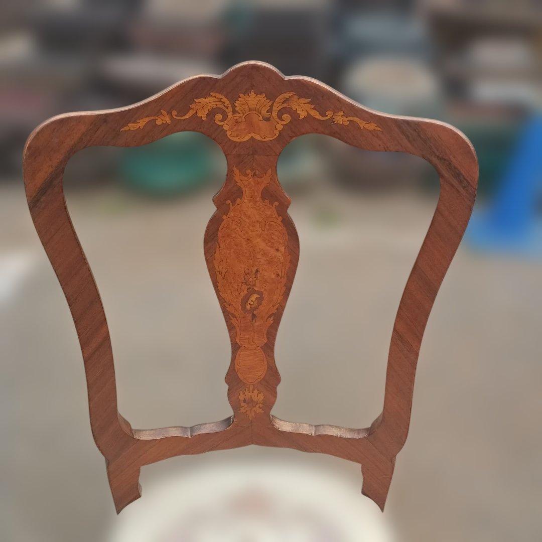 4435)アンティーク調　木象嵌の椅子　猫足　英国？　イタリア？