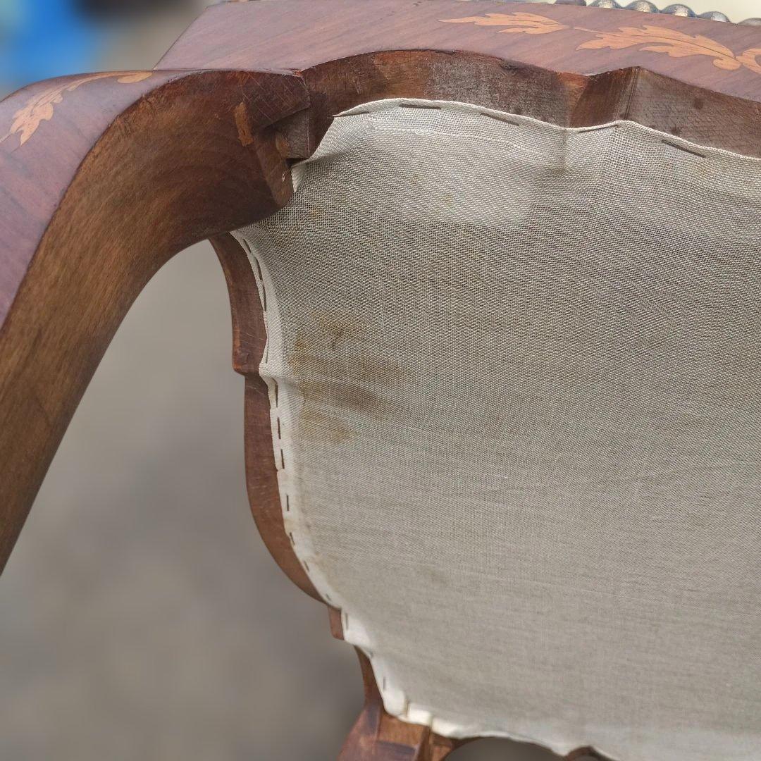 4435)アンティーク調　木象嵌の椅子　猫足　英国？　イタリア？