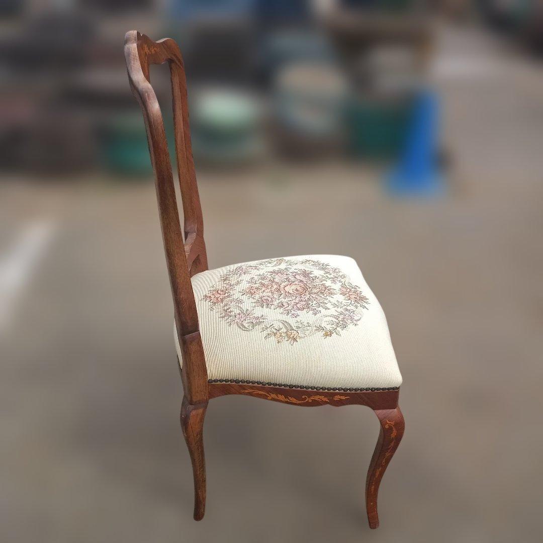 4435)アンティーク調　木象嵌の椅子　猫足　英国？　イタリア？