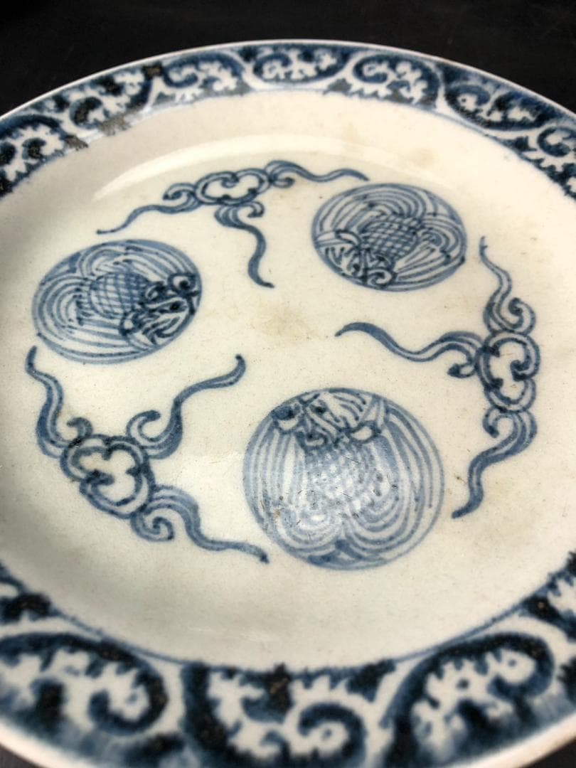 古伊万里 唐草丸散紋 皿 六件 φ16.5cm 旧家蔵出