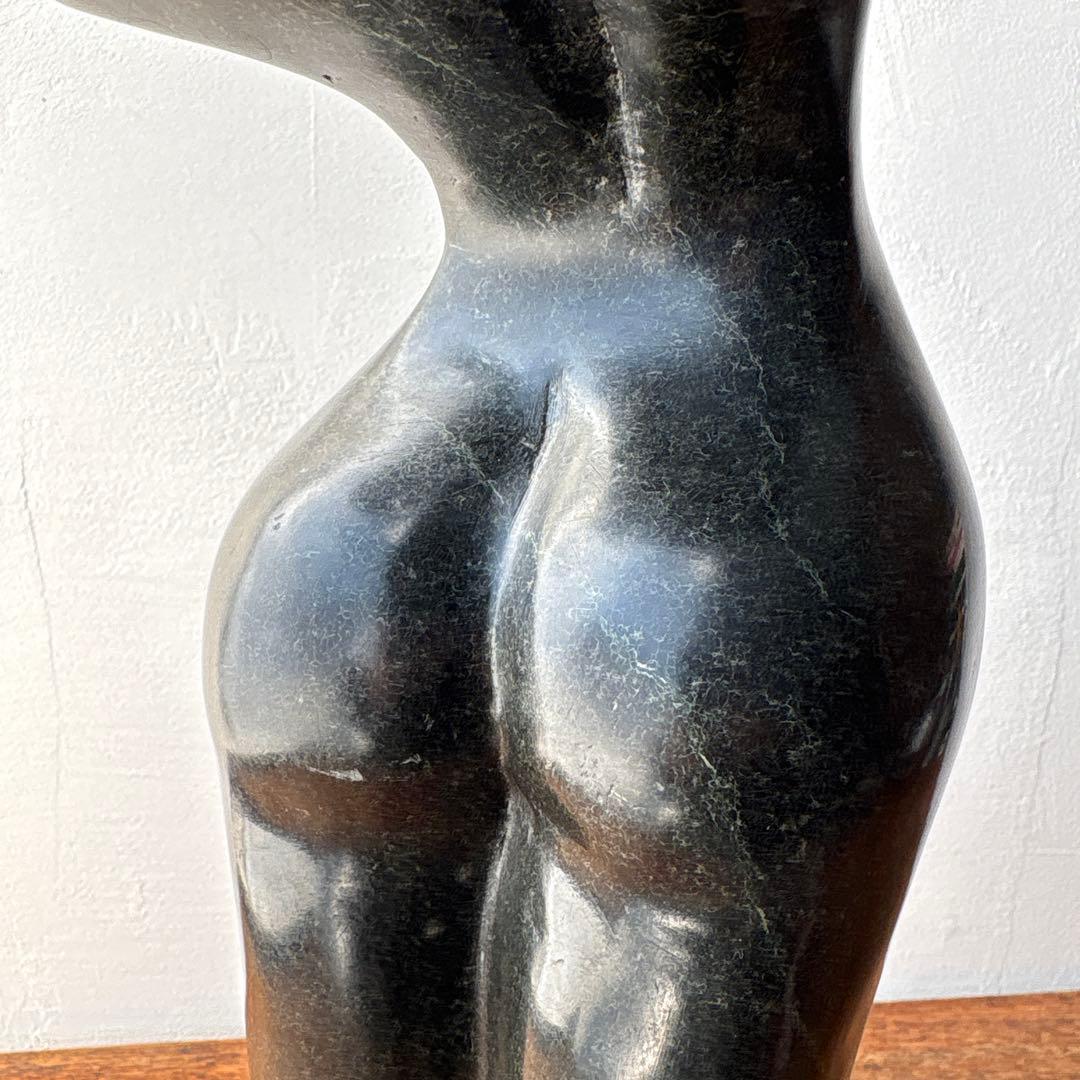 天然石 石像 モダンアート 彫刻 ヴィンテージ 木製台座 ディスプレイ トルソー