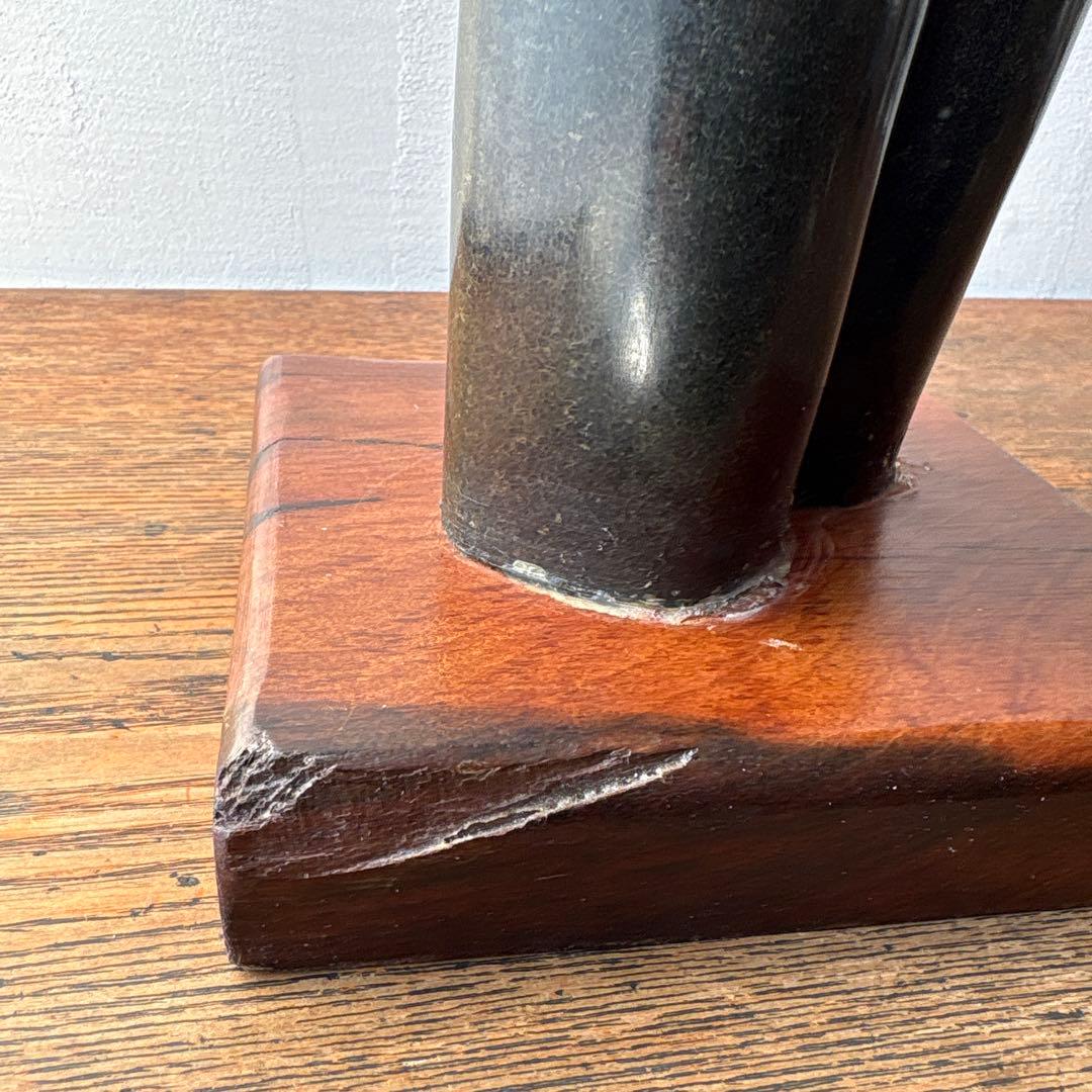 天然石 石像 モダンアート 彫刻 ヴィンテージ 木製台座 ディスプレイ トルソー