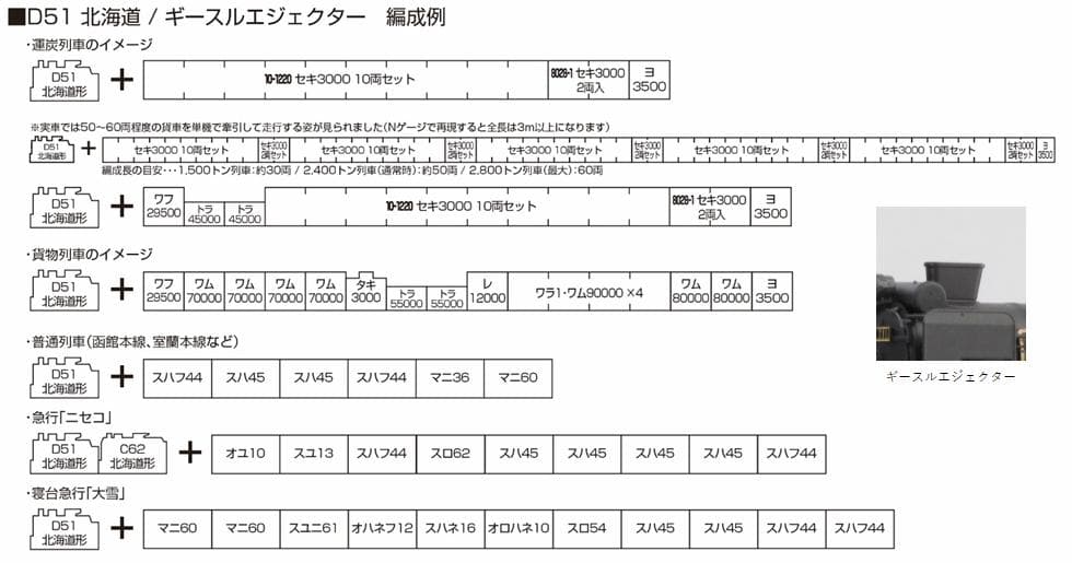 KATO 2016-C D51 北海道形 ギースルエジェクター 酷寒地仕様機関車