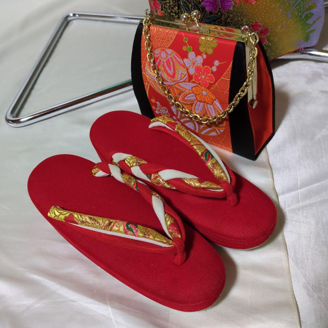 七五三７歳用 緑色着物 金通し　勝山かんざしセット付き