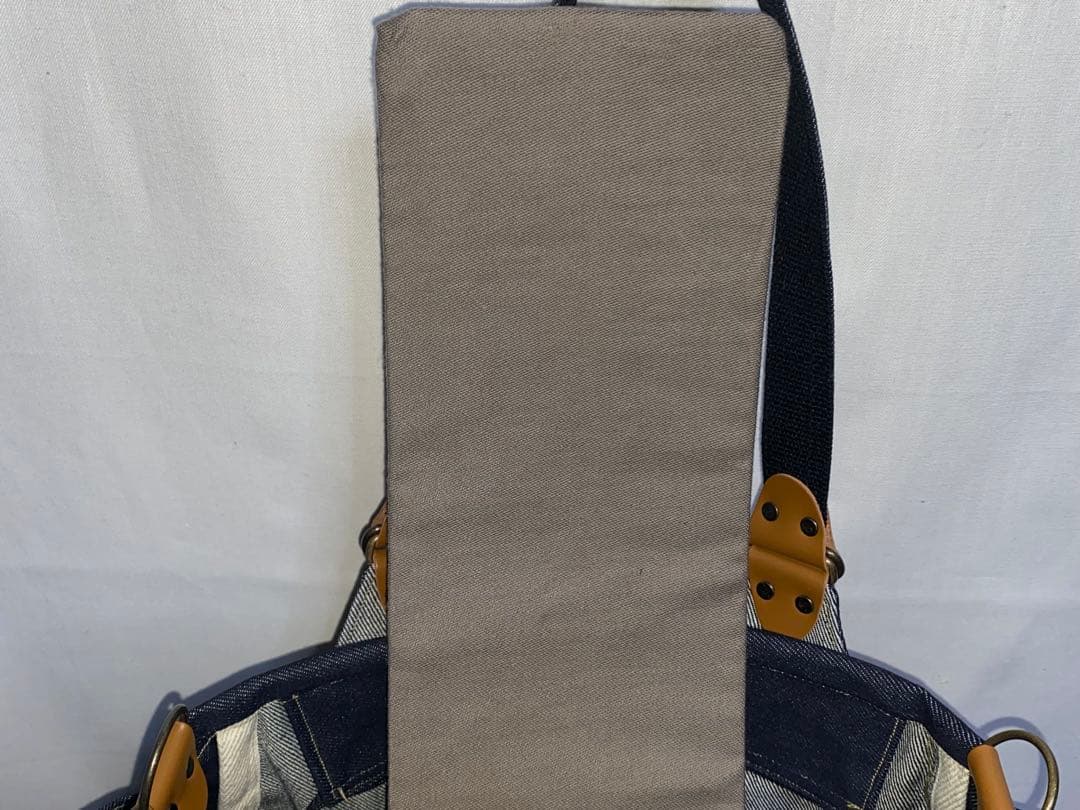 ☆岡山デニム☆ネコファー☆ステンシル☆トラ猫☆リュック対応☆4wayあおりバッグ