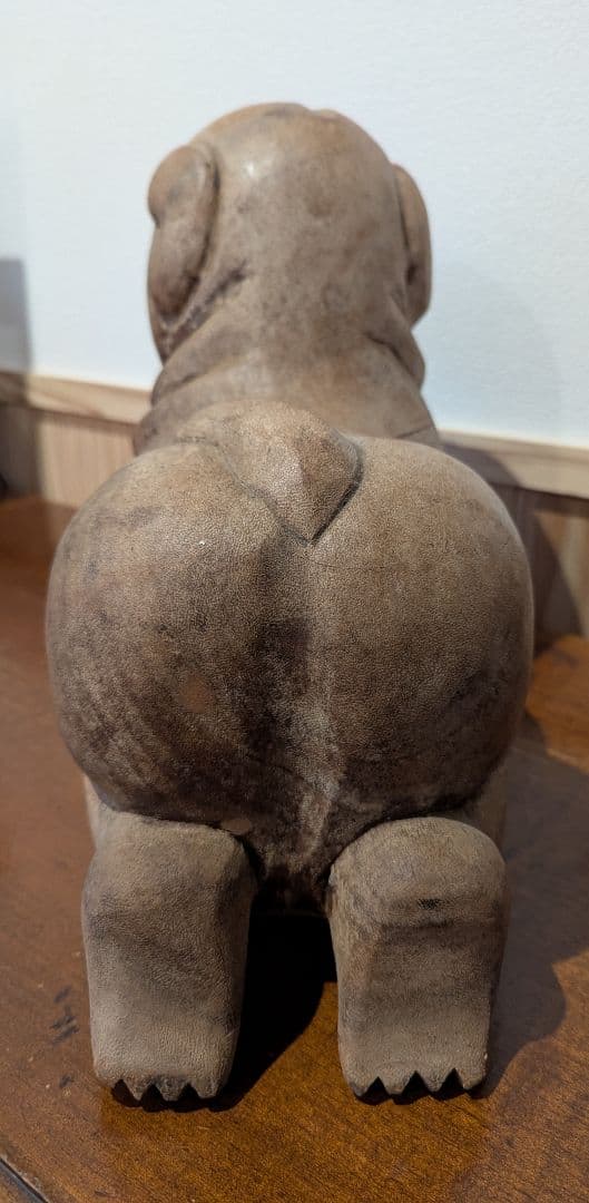 木彫り 犬 置物 大型 43cm ヴィンテージ 木製ドッグ 彫刻 オブジェ