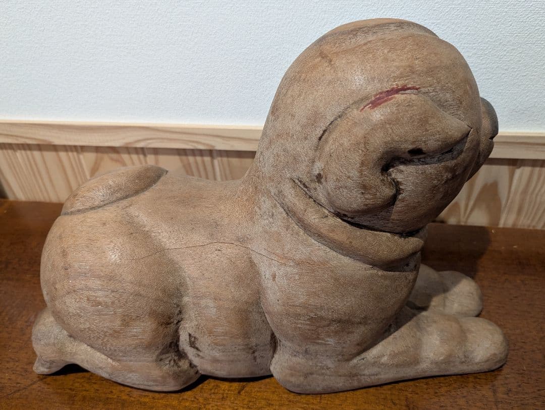 木彫り 犬 置物 大型 43cm ヴィンテージ 木製ドッグ 彫刻 オブジェ