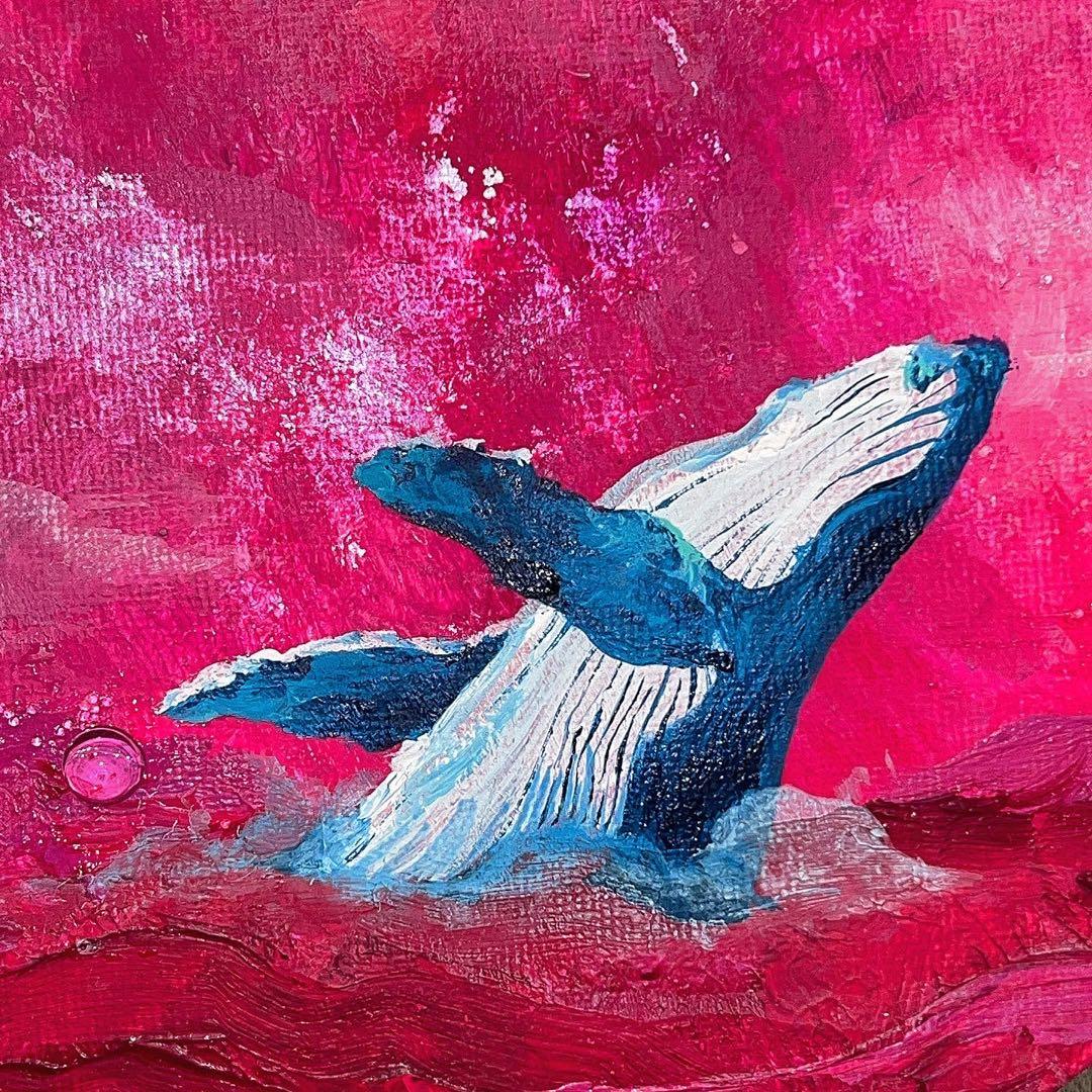 オリジナル原画『クジラの挨拶』テクスチャーアート