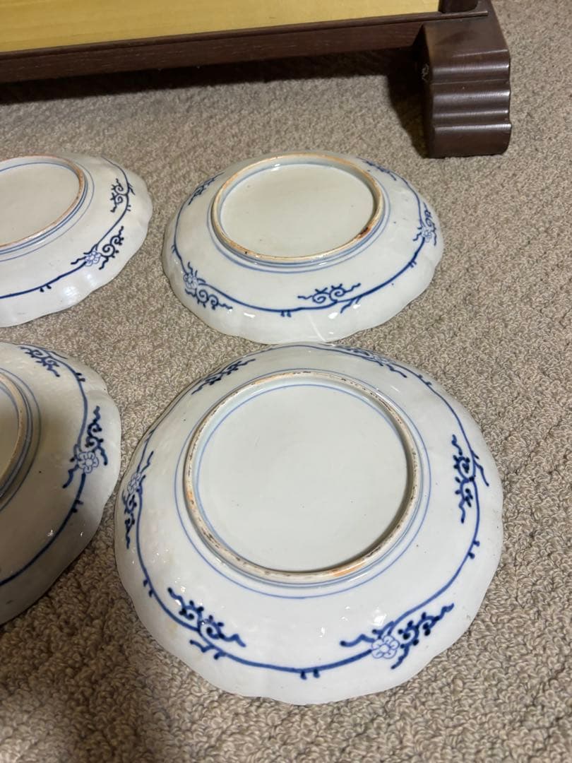 古伊万里 染付 金彩 色絵 金欄手山水図 輪花 24cm 中皿 江戸後期