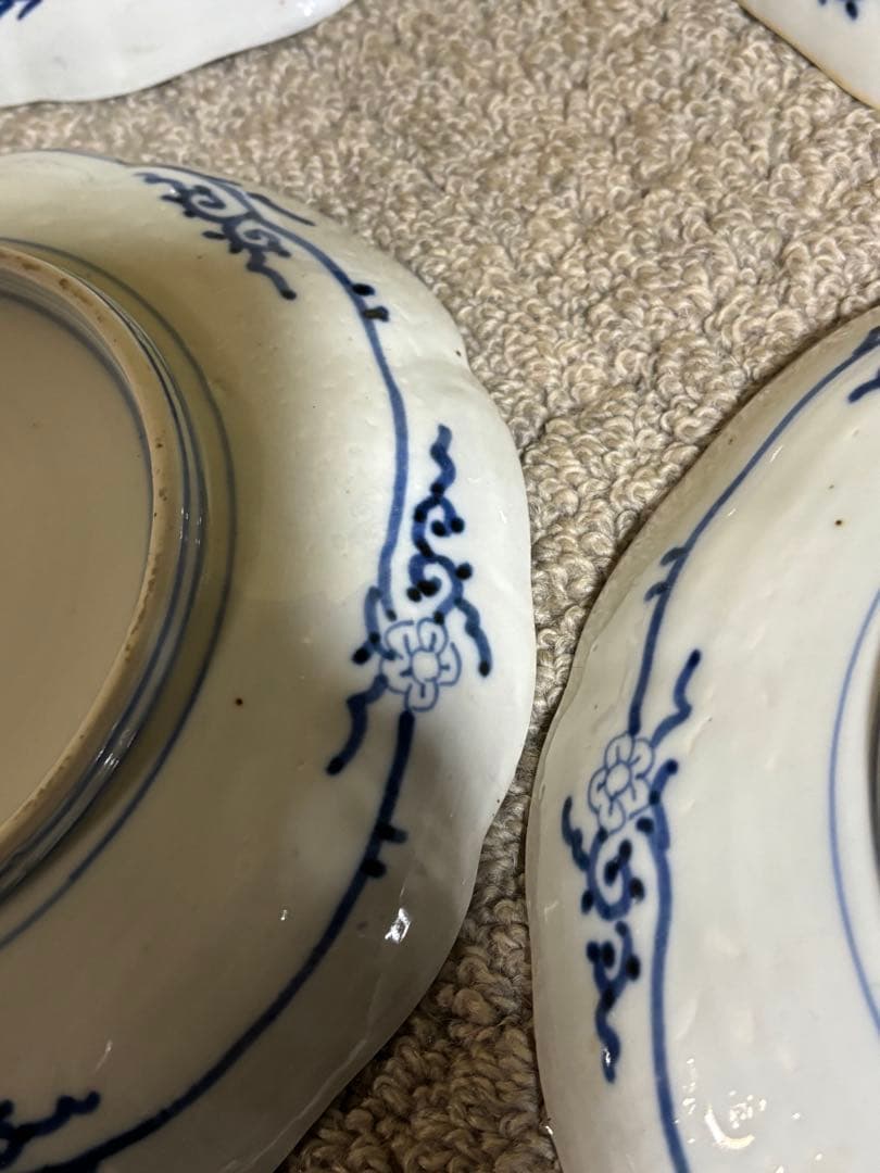 古伊万里 染付 金彩 色絵 金欄手山水図 輪花 24cm 中皿 江戸後期