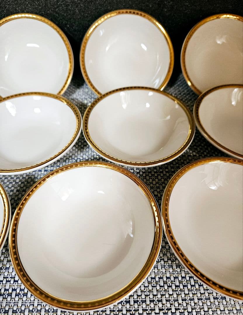 タイ製　老舗高級食器メーカ　PATRA社　金彩縁取　径10.0cm　ボール10客