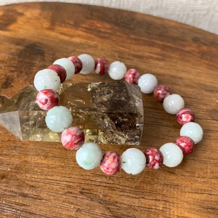 辰砂(シンシャ)＆翡翠蓮花ブレスレット