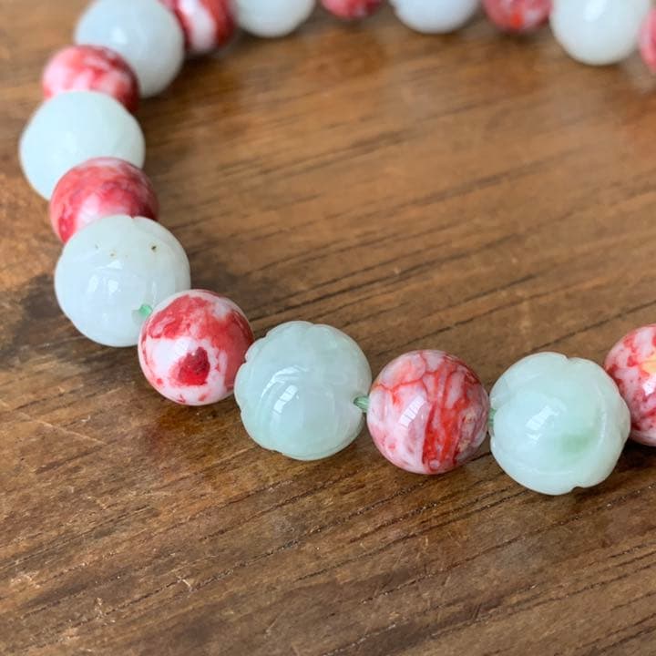 辰砂(シンシャ)＆翡翠蓮花ブレスレット