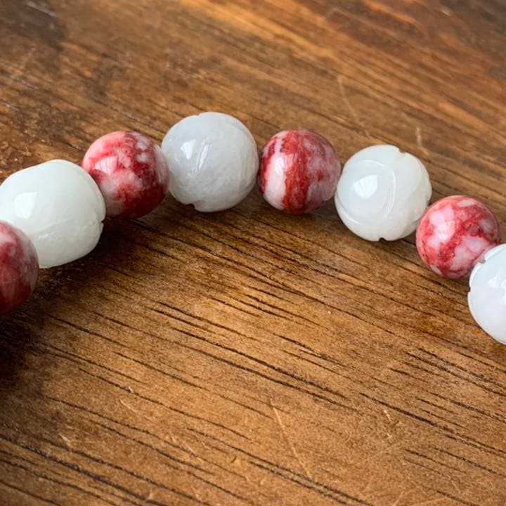 辰砂(シンシャ)＆翡翠蓮花ブレスレット